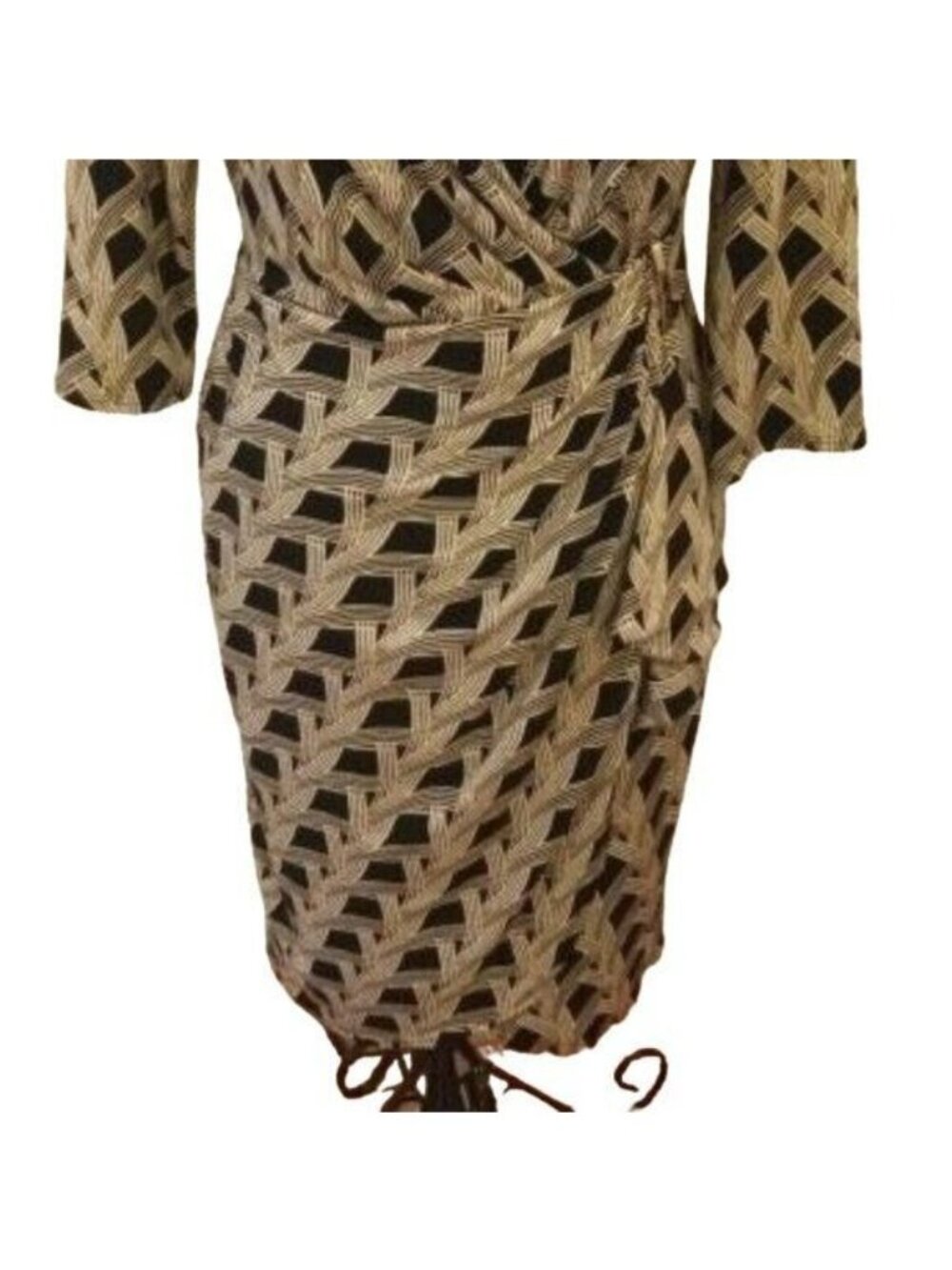 White House Black Market Abstract Printed Wrap Dress Black & Cream size 2 NWT - Picture 3 of 7